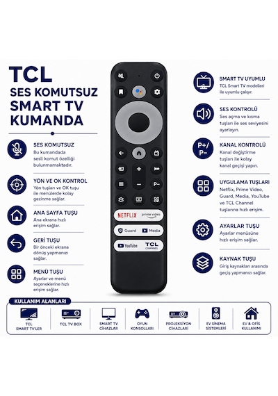 Tcl Smart Tv Kumandası Netflix Youtube Ses Komutsuz
