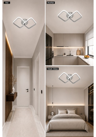 AvizeGO Tilya Led Plafonyer Avize Beyaz Işık Gri