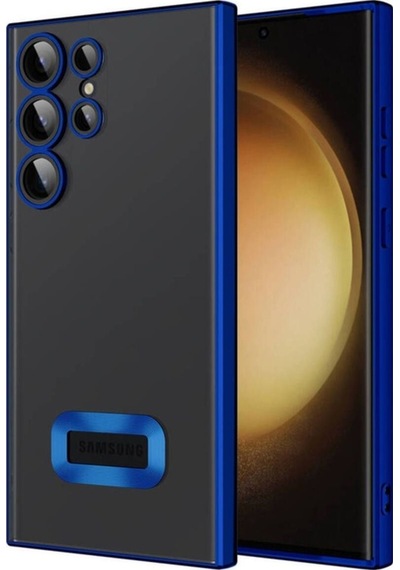 Galaxy S23 Ultra Kılıf Kamera Korumalı Logo Gösteren Zore Omega Kapak Lacivert