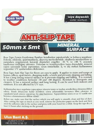 Boss Tape 2886 Zemin Merdiven Kaydırmaz Bant 50mmx5m Siyah