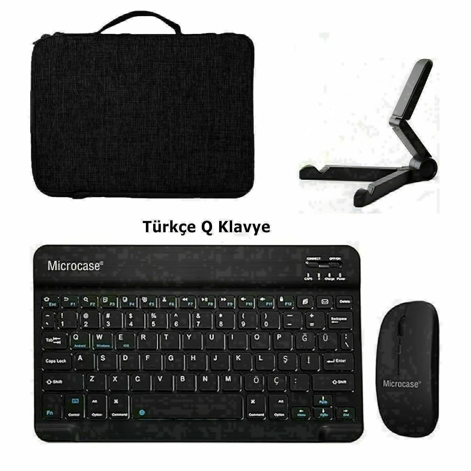 Microcase Samsung Active 4 Pro / Active 5 Pro 10.1'' İle Uyumlu Tablet İçin Türkçe Bluetooth Klavye+mouse+tablet Standı-siyah Al8126 Diğer