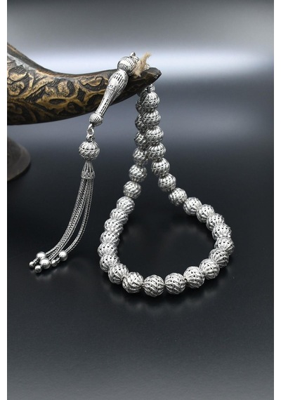 Erkek 925 Ayar Gümüş Tesbih Orta Boy -34 Gr- 901351 Gümüş
