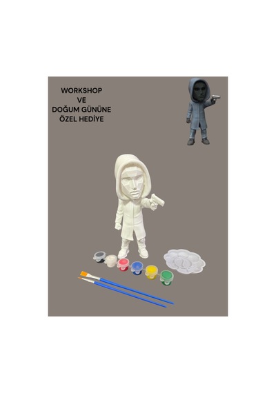 3d Squid Game Front Man Yönetici 15 Cm - Kendin Boya Hobi Ve Etkinlik Seti - Akrilik Boya + 2 Fırça