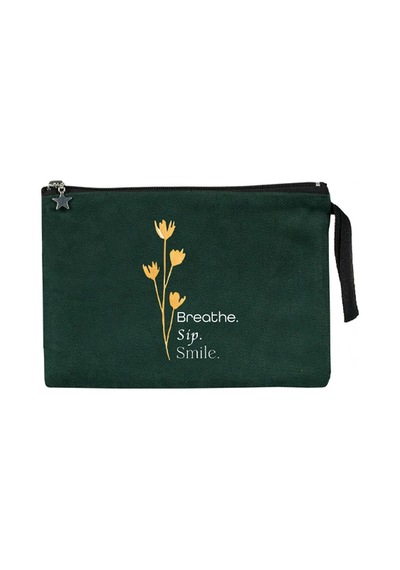 Breathe, Sip, Smile - Yeşil Clutch Çanta Açık Yeşil
