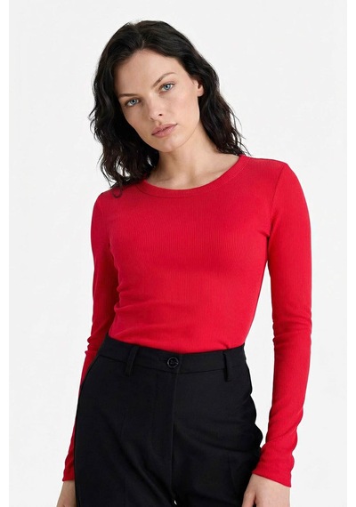 Defacto Slim Fit Basic Kırmızı Kadın Uzun Kollu T-shirt E5767ax/rd286 Kırmızı