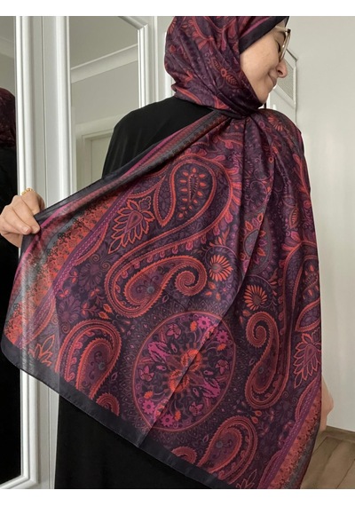 Modakaşmir Aminenesil Etnik Desen Soft Pamuk Şal Açık Fuşya