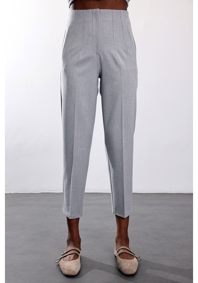 5in1Canpolat Gri Melanj Flatolu Pantolon 5113
