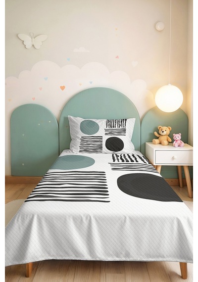 Geometrik Modern Mint Genç Odası Tek Kişilik Pike Takımı-siyah Beyaz 160x220cm Kapitone Yatak Örtüsü Kremamsı Toprak Demi Geometrik Modern Mint Genç Odası Tek Kişilik Pike Takımı-siyah Beyaz 160x220cm Kapitone Yatak Örtüsü Kremamsı Toprak Demi