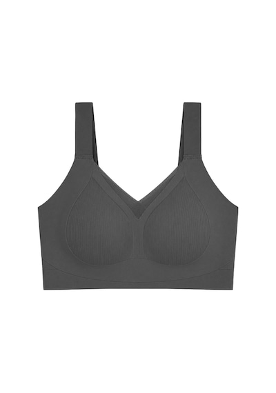 Cottonill Seamless Bra - Elvora Siyah Lazer Kesim Rib Dokulu Tül Detaylı Balensiz Kadın Sütyen