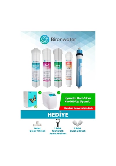 Bironwater Hyundai Su Arıtma Filtre Seti 5li Takım