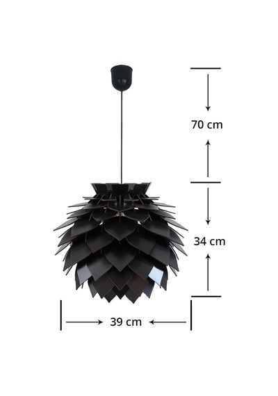 Lotus Ahşap Avize 4 Renk Modern Bohem Rustik Avize Tekli Sarkıt Lamba Butik Otantik Aydınlatma Cafe Salon Mutfak Yemek Masası Hol Antre Siyah Diğer