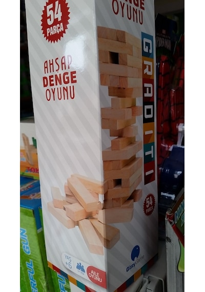 Gradıtı 54 Parça Jenga Ahşap Blok Dengesi Oyunu