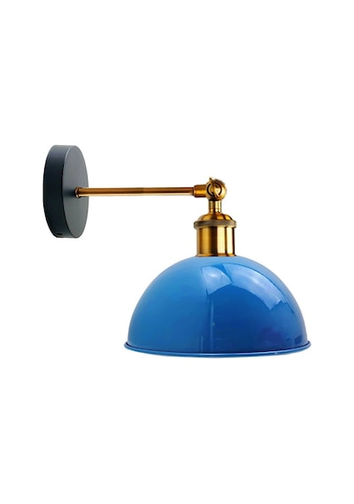Riolight Vintage,retro,rustik Açık Mavi 1xe27 Eskitme Duylu Masallı Tekli Duvar Aplik Şapka Çap:23cm Rio Light
