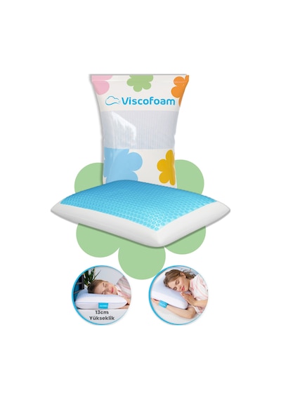 Viscofoam Evva Terletmeyen Ortopedik Yastık Serinleten Visco Yastık Jelli Yastık  59x39x13cm