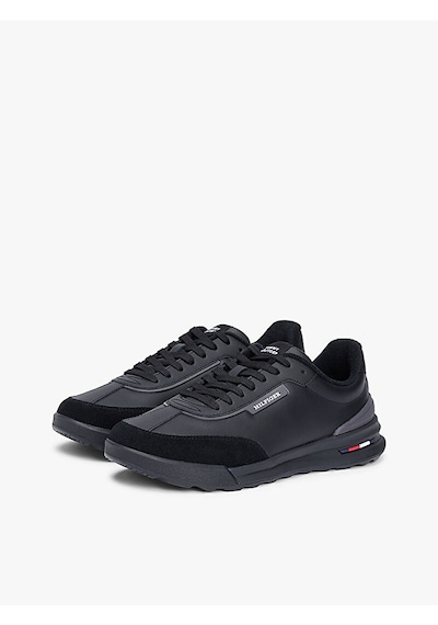 Tommy Hilfiger Fm0fm05721 Retro Runner Mix Leather Erkek Günlük Ayakkabı Siyah