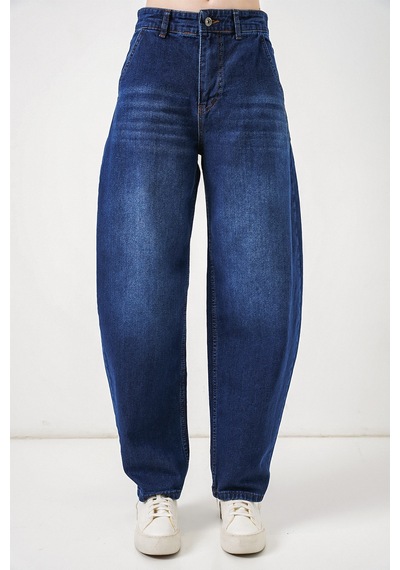 Bigdart 6689 Kadın Yüksek Bel Baggy Kot Pantolon - Lacivert