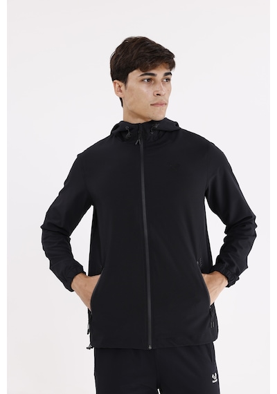 Rowinger Boncuk İşleme Detaylı Rahat Kalıp Şehir Stili Kapüşonlu Sweatshirt Black