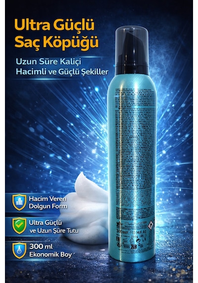 Ultra Güçlü Saç Köpüğü 300 Ml Volüm Artırıcı Uzun Süre Kalıcı Hair Mousse