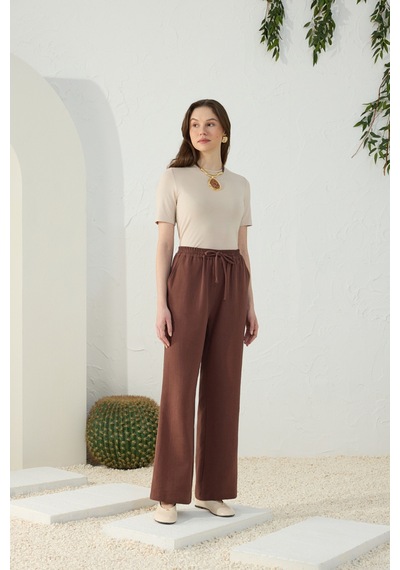 Aker Kahverengi Beli Lastikli Pijama Altı Kahverengi Kahverengi