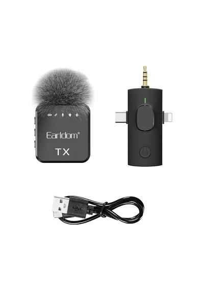 3in1 Kablosuz Yaka Mikrofonu Type-c Lightning Aux Uyumlu Dijital Mikrofon Seti