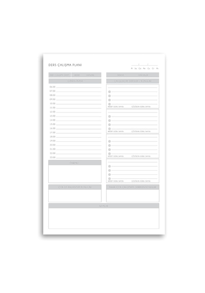 Lexroo Masaüstü Ders Çalışma Planlayıcı 60 Yaprak 17x24 Cm Günlük & Haftalık Program Defteri Çok Renkli