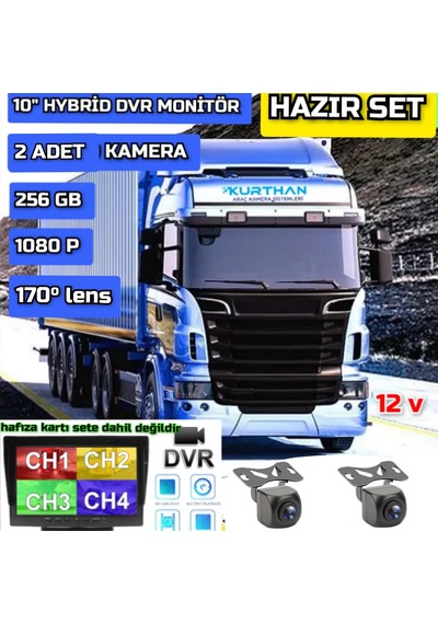 10 '' Hybrid Dvr Ekran 2 Ad 170'' Balık Gözü Geniş Açı Kamera