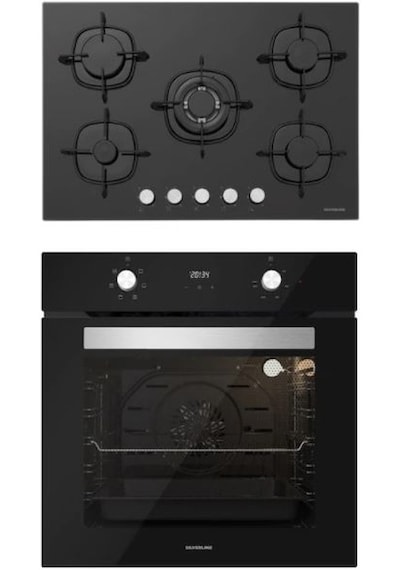 Silverline BO6502B02 - CS5365B01 Siyah Cam Ankastre Set