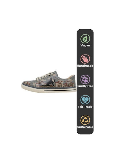 Kadın Vegan Deri Mavi Sneakers - Over The Moon Tasarım Çok Renkli