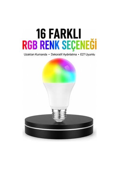 Astraltech Renk Değiştiren Rgb Led Ampul 16 Renk Uzaktan Kumandalı 2025 Model Çok Renkli