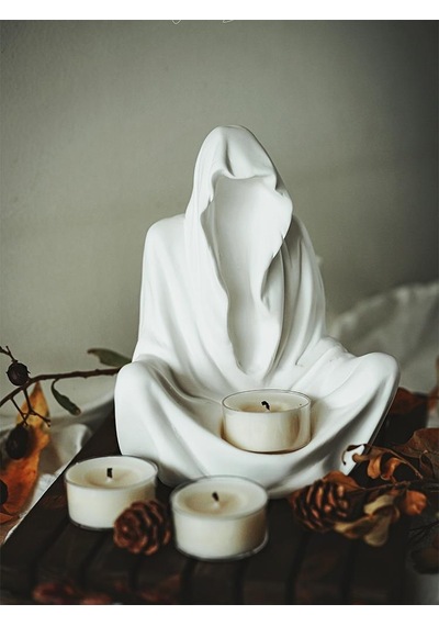 Dekoratif Ghost Hayalet Figürlü Tealight Mumluk Ev Dekoru Ofis Dekoru Süs 001