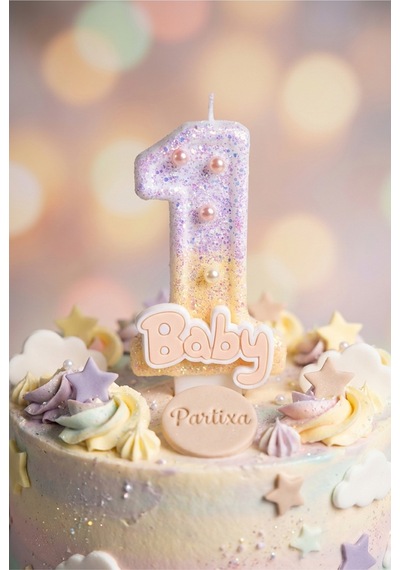 Sarı Baby Rakam Mum Doğum Günü Pasta Süsü