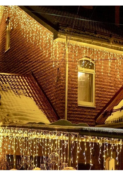 Salon Işıltısı Kutlama Işığı Renkli Işık Dekoratif Süsleme 3m 100 Led 20 Saçak 305070cm Çakarlı Ip65
