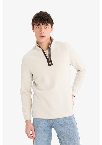 DeFacto Regular Fit Dik Yaka Yarım Fermuarlı Basic Düz Sweatshirt D7226AX25SPER37