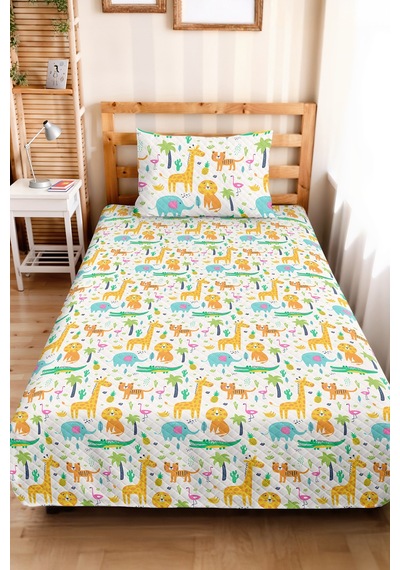 Evimde Bambaşka Safari Hayvanlı Çocuk Odası Tek Kişilik Pike Takımı-renkli Tropikal 160x220 CM Kapitone Yatak Örtüsü Evimde Bambaşka Safari Hayvanlı Çocuk Odası Tek Kişilik Pike Takımı-renkli Tropikal 160x220 CM Kapitone Yatak Örtüsü