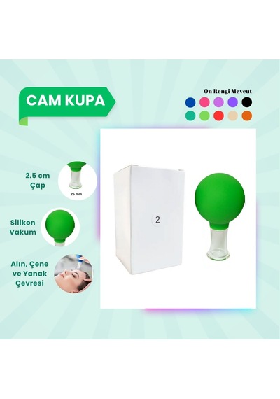 Silikon Vakumlu Cam Yüz Masaj Kupası No:2 Açık Yeşil Çok Renkli