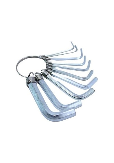 Zhltools 10 Parça Çelik Alyan Seti Kısa Düz Köşe Alyan Anahtar Takımı