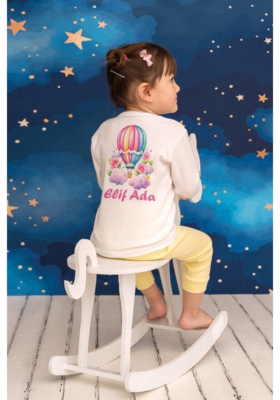 Pia Baby İsme Özel Kız Çocuk 2 Adet Pijama Takımı %100 Pamuk Penye İsim Baskılı Kişiye Özel Kreş Pijaması Hediye Seti 10494s15pi Krem