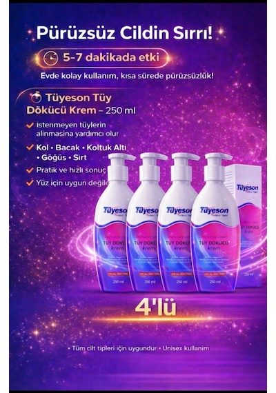 Tüyeson Tüy Dökücü Krem 4 x 250 ML