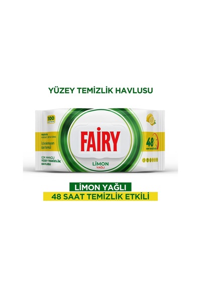 Çok Amaçlı Yüzey Temizlik Havlusu 100 Yaprak Limon Yağlı Beyaz Sirke & Karbonat 48 Saat Temizlik Etkili İz Bırakmayan Formül