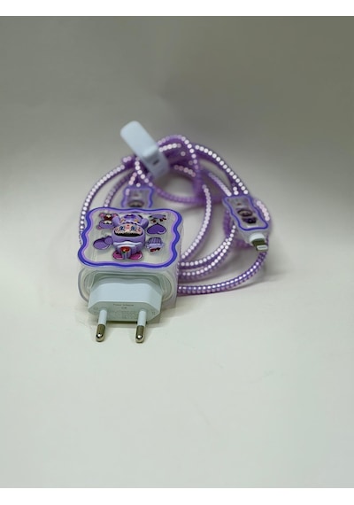 Sweety iPhone Uyumlu Kablo Ve Başlık Koruyucu Set Mor