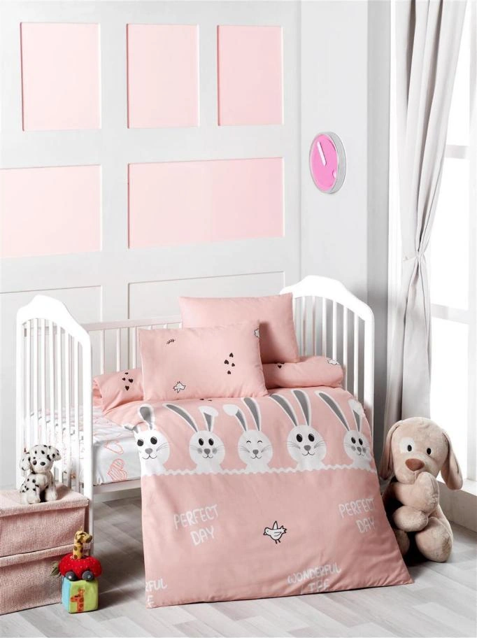 Recos Tavşan Desenli Bebek Nevresim Takımı Rcs.tvsn.0001 Pembe