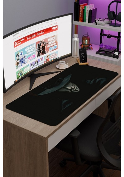 V For Vendetta V4 90x40 Xxl Gaming Kauçuk Kaymaz Taban Mouse Pad Fare Altlığı