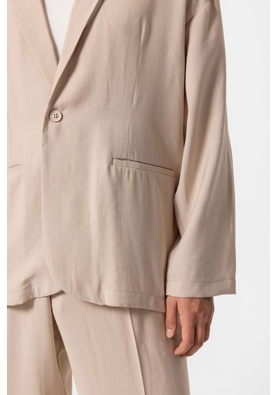 Antioch Oversize Astarsız Erkek Blazer Ceket Bej