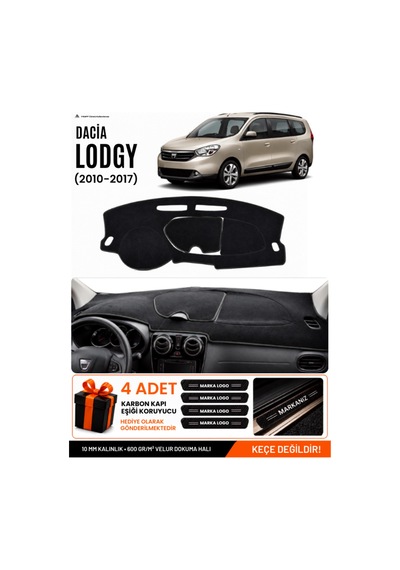 Dacıa Lodgy 2010-2017 Uyumlu Torpido Koruma, Torpido Örtüsü, Torpido Kılıfı - Siyah