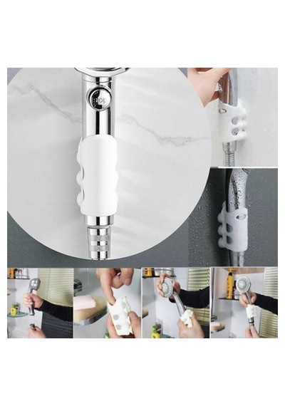 7 Vantuzlu Su Geçirmeyen Kancalı Banyo Duş Başlığı Askı Tutucu Silikon Güçlü Vakum Aparatı Beyaz