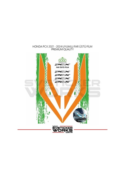 Honda Pcx Far Filmi Sticker Şeffaf Folyo 2021 - 2024 İnce Model Turuncu