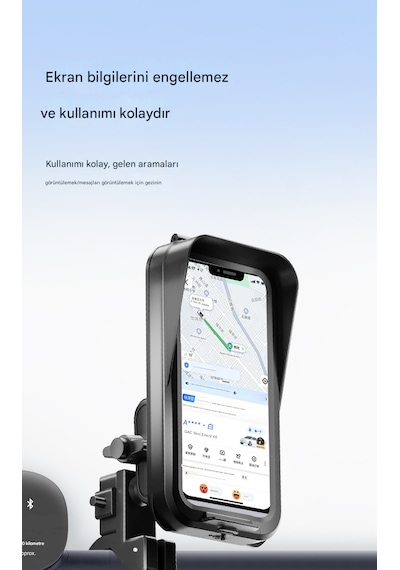 Su Geçirmez Gidon Bağlantılı Usb Şarj Çıkışlı Telefon Tutacağı Kilitli Motosiklet Bisiklet Telefon Tutucu Siyah