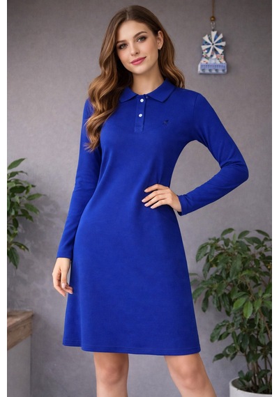 Butik Ayvitrin Kadın Kısa Kalem Elbise Lakos Yaka Mavi