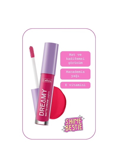 Callista Dreamy Matte Cream Lipgloss Mat Görünümlü Dudak Parlatıcısı - 203 What A Cutie - Pembe
