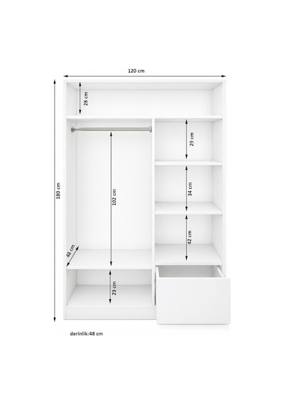 Metalia GM 346 Menekşe Sürgülü Gardrop